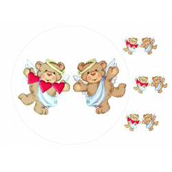 Valentine's Day angel teddy bears - Edible cake topper