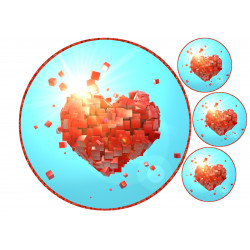 Pixel Heart - Edible cake topper