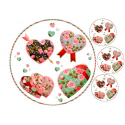 Flower hearts - Edible cake topper