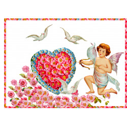 Cupid and pigeons - Edible cake topper