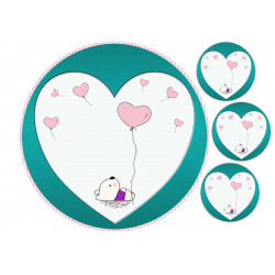 Teddy bear and heart balloons - Edible cake topper