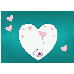 Teddy bear and heart balloons - Edible cake topper