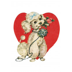 Poodle with a rose in their mouth - Edible cake topper
