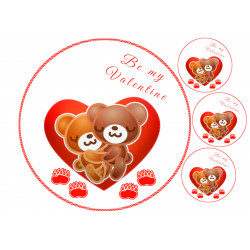 Valentine's Day teddy bears and paw prints - Edible cake topper
