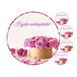 Kvinnodagen ros bukett - En ätbar tårtbild för en kaka