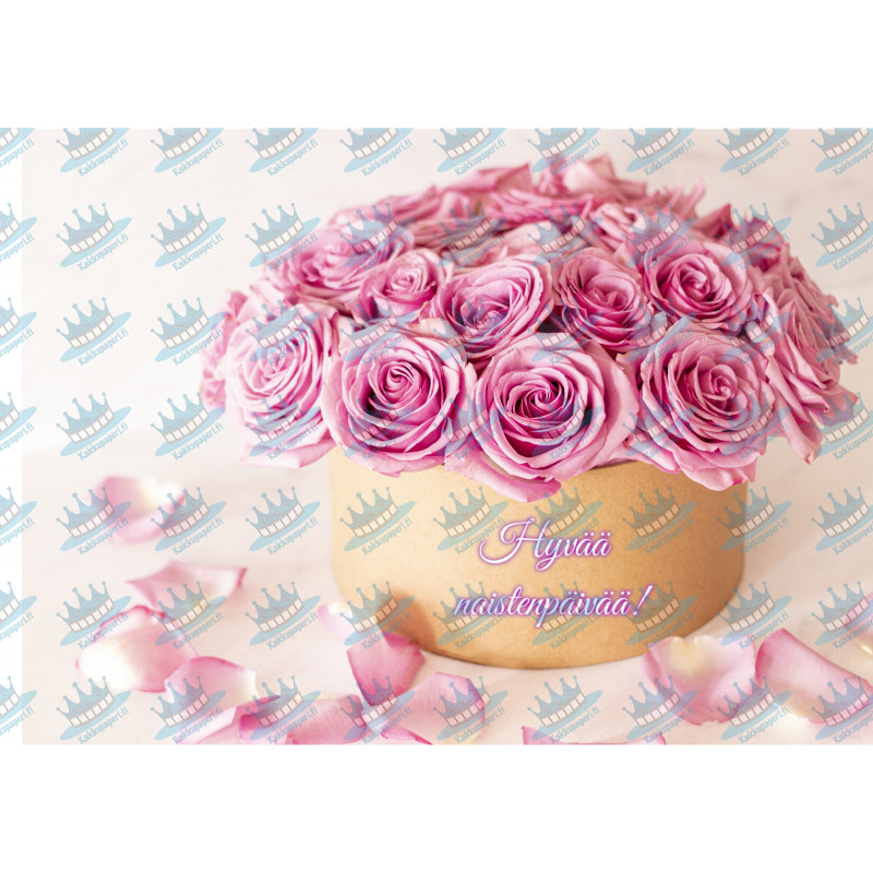Kvinnodagen Rose Pot - En ätbar tårtbild för en kaka