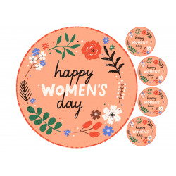 Happy Women's Day wreath - Edible cake topper