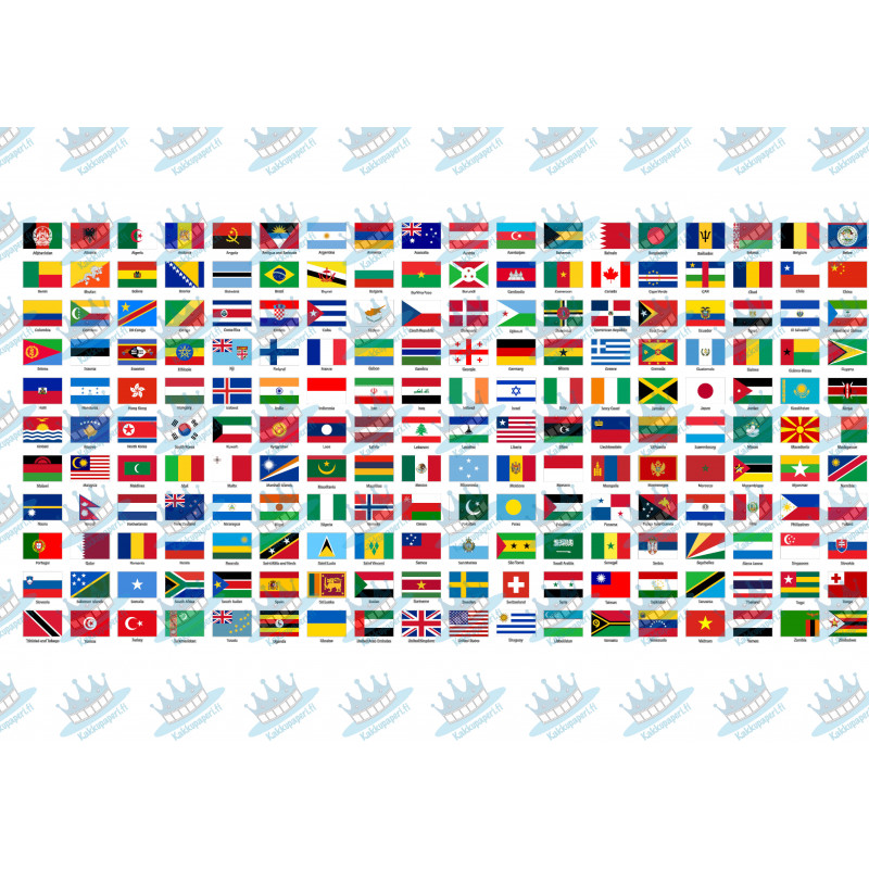 Flaggor av världens länder - Ätbar tårta bild för tårta