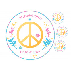 International Peace Day - rauhansymboli - Syötävä kakkukuva kakkuun