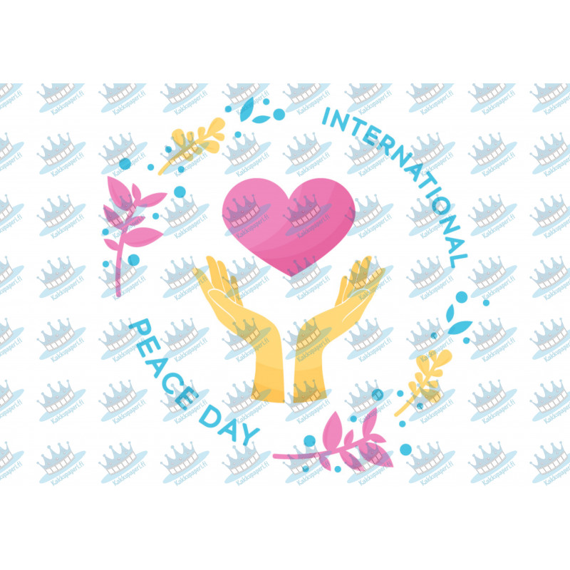 International Peace Day - Händer och hjärtan - ätbar tårta bild för tårta