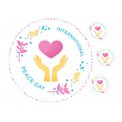 International Peace Day - Hands and a heart - edible cake topper
