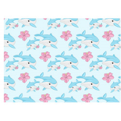 Tropical dolphin and floral print - cake decoration