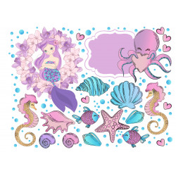 Cute mermaid and sea animals - Edible cutouts