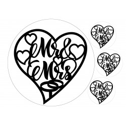 Mr & Mrs and inside of a heartshaped frame - Edible cake topper