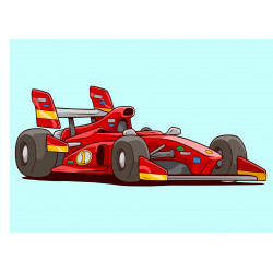 Illustrated red F1 race car - Edible cake topper