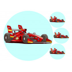 Illustrated red F1 race car - Edible cake topper