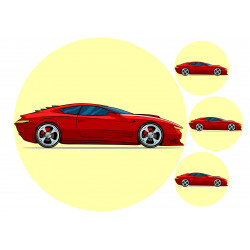 Illustrated red Corvette - Edible cake topper