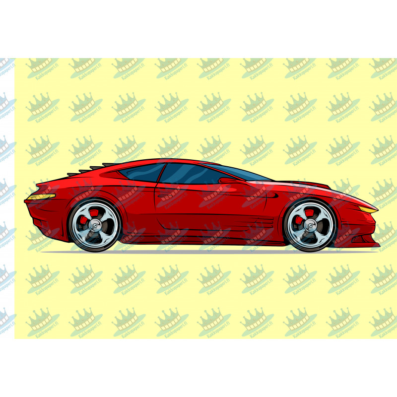 Illustrated red Corvette - Edible cake topper