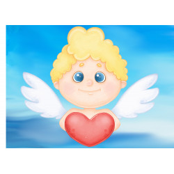 Cupid holding a heart - Edible cake topper