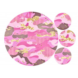 Light pink and gold camourflage print - cake decoration