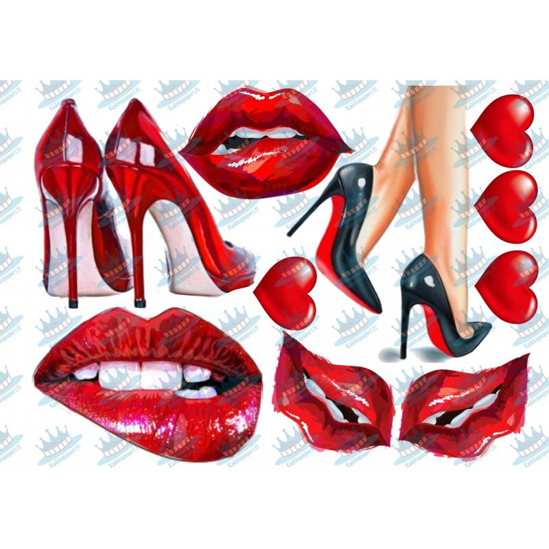 High heels and lips set - Edible cutouts