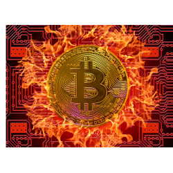 Flaming Golden Bitcoin -...