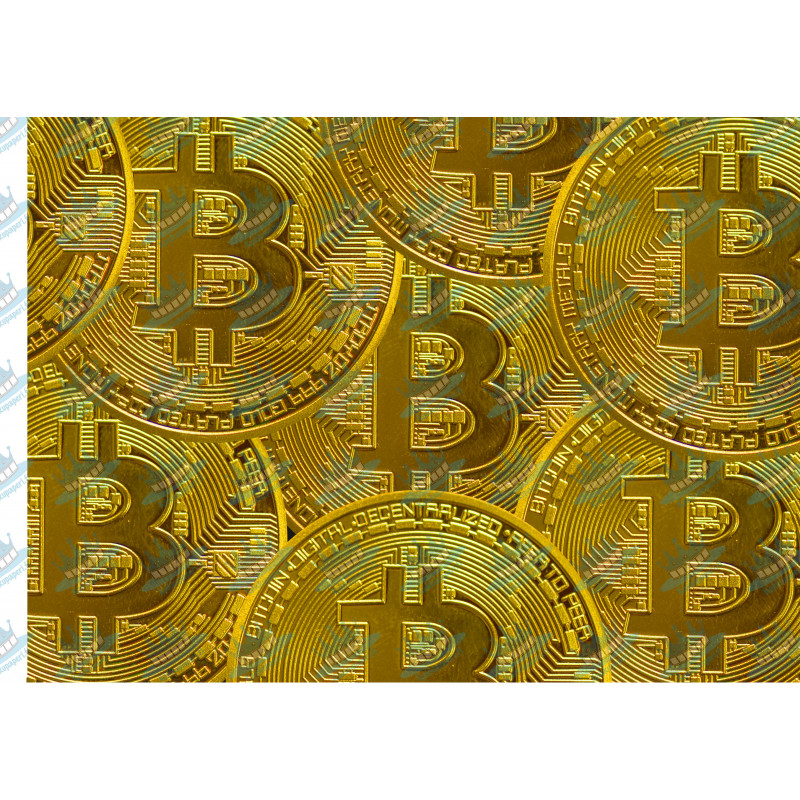 Gyllene Bitcoin rektangel-tårtbild