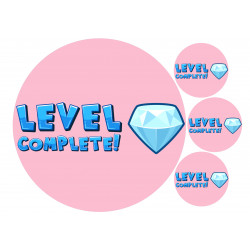 Pink Level Complete - edible cake decoration