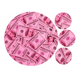 Pink Dollars - round edible cake decoration