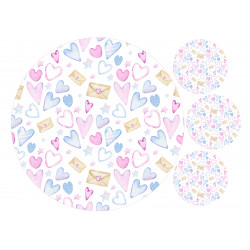 Love Letters - round Edible cake topper