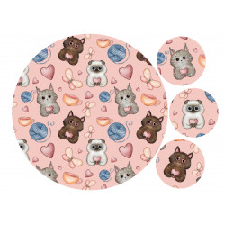 Happy cats - round Edible cake topper