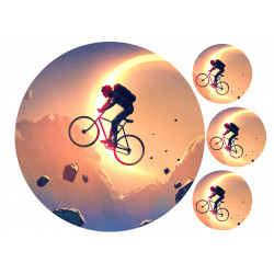 Cyclist in solar eclipse - round edible cake topper