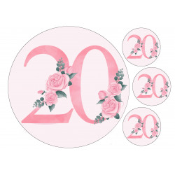 Pink Rose Twenty - edible cake decoration