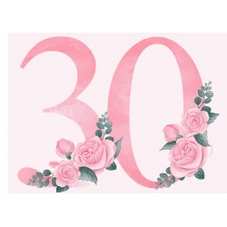 Pinkki Ruusu Kolmekymmentä - syötävä kakkukoriste