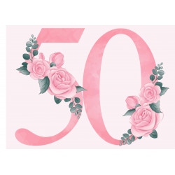 Pink Rose Fifty - edible cake decoration