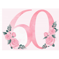Pink Rose Sixty - edible cake decoration