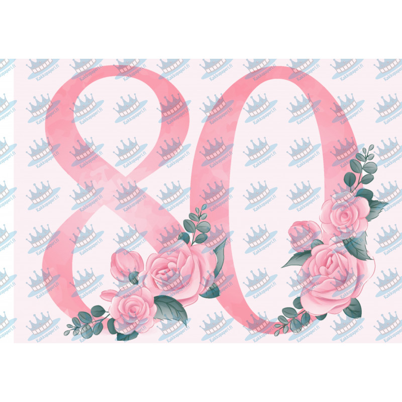 Pink Rose Eighty - edible cake decoration