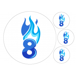 Flaming Blue Eight - edible cake decoration