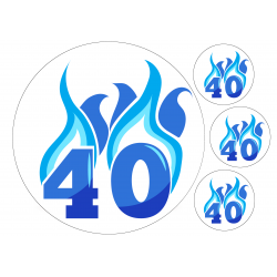 Flaming Blue Forty - edible cake decoration