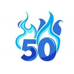 Flaming Blue Fifty - edible cake decoration