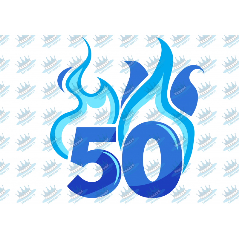 Flaming Blue Fifty - edible cake decoration