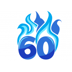 Flaming Blue Sixty - edible cake decoration