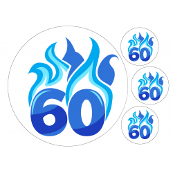 Flaming Blue Sixty - edible cake decoration
