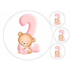Pink Baby Bear Two - edible cake decoration