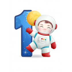 Poika Astronautti Yksi - syötävä kakkukoriste