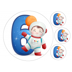 Poika Astronautti Kuusi - syötävä kakkukoriste