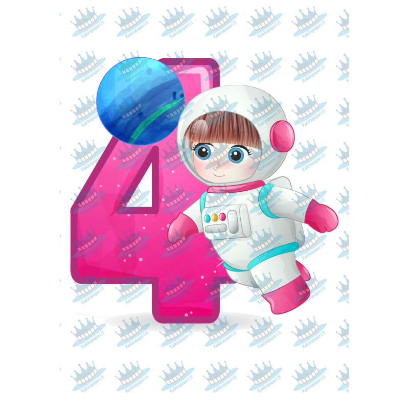 Flicka Astronaut Fyra - Ätbar tårtabild för tårta