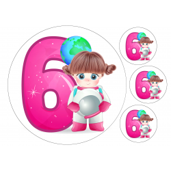 Girl Astronaut Six - edible cake decoration