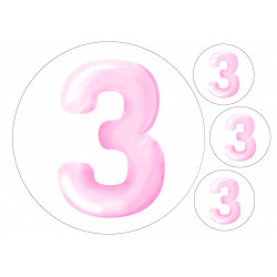 Pink Three - edible cake decoration