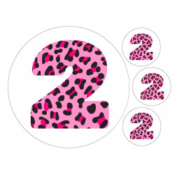 Pinkki Leopardi Kaksi - syötävä kakkukoriste